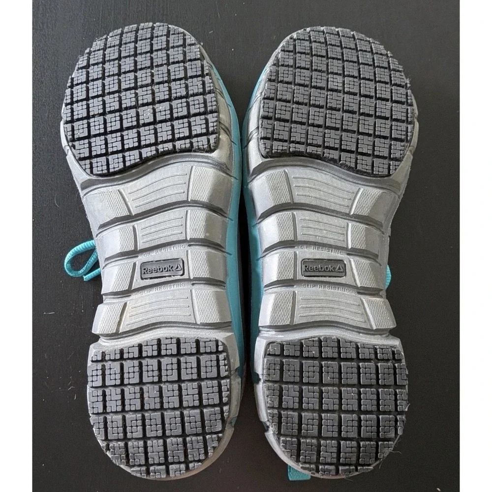 Reebok work sublite cushion comp‎ toe Sneakers Shoes Gray Teal Size 9 Women's